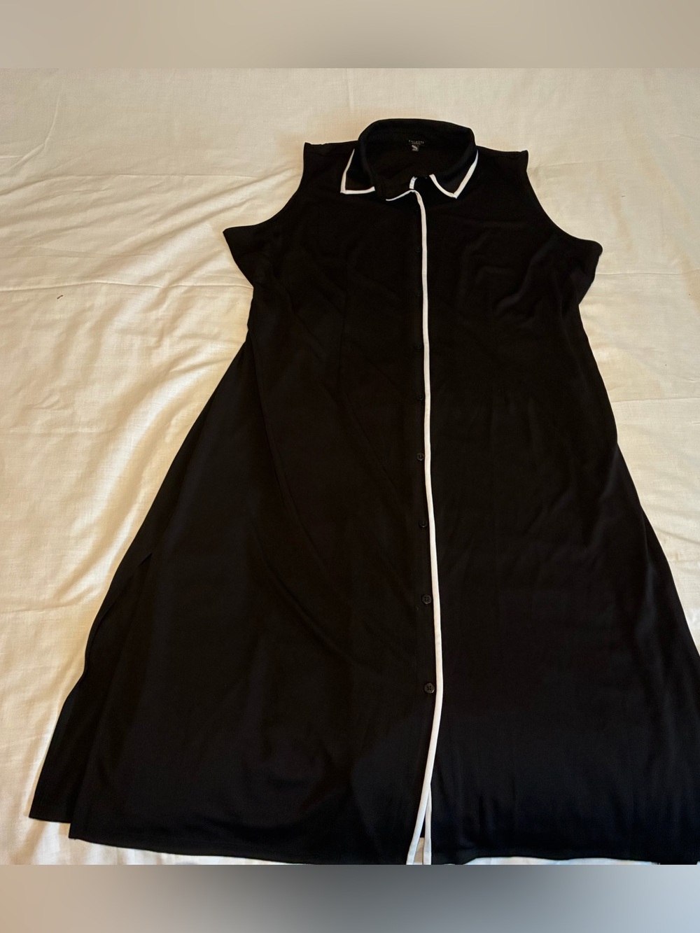 Talbots tipped jersey shirtdress in black with white contrast piping Trim - 2Xp - Picture 3 of 16